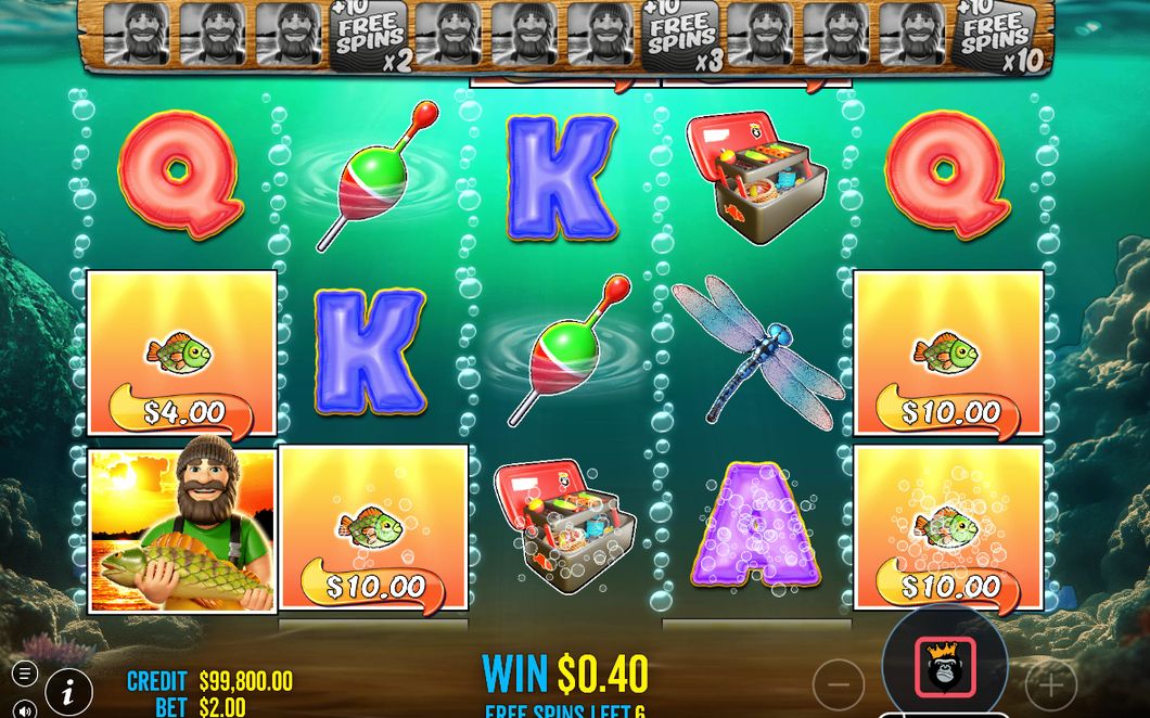 Free Spins med WILD Fisherman på alla fem rullar