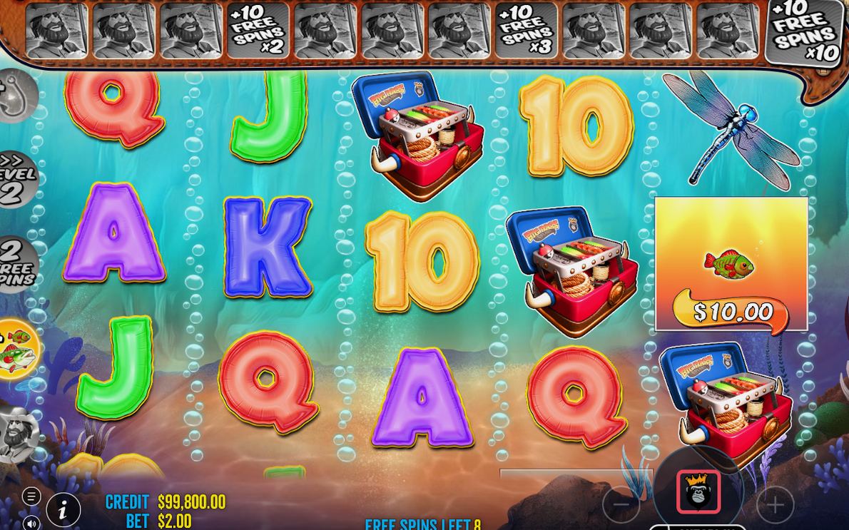 Free Spins-rundan med fiskar som bär pengarvärden
