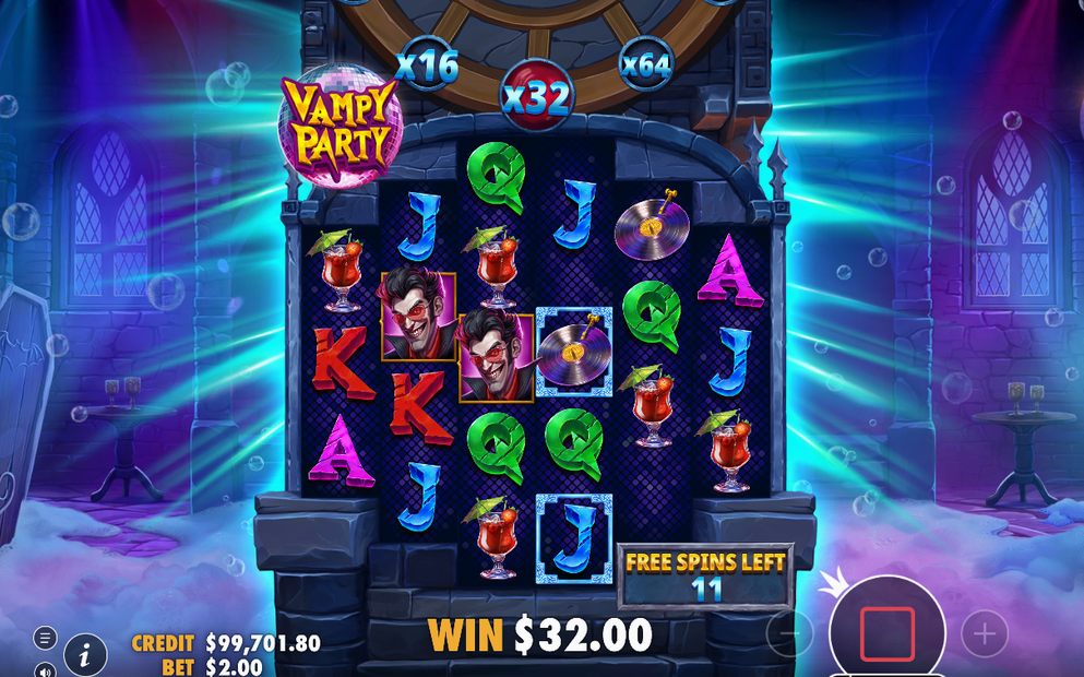 Free Spins-läget där alla vinster multipliceras med startmultiplikatorn